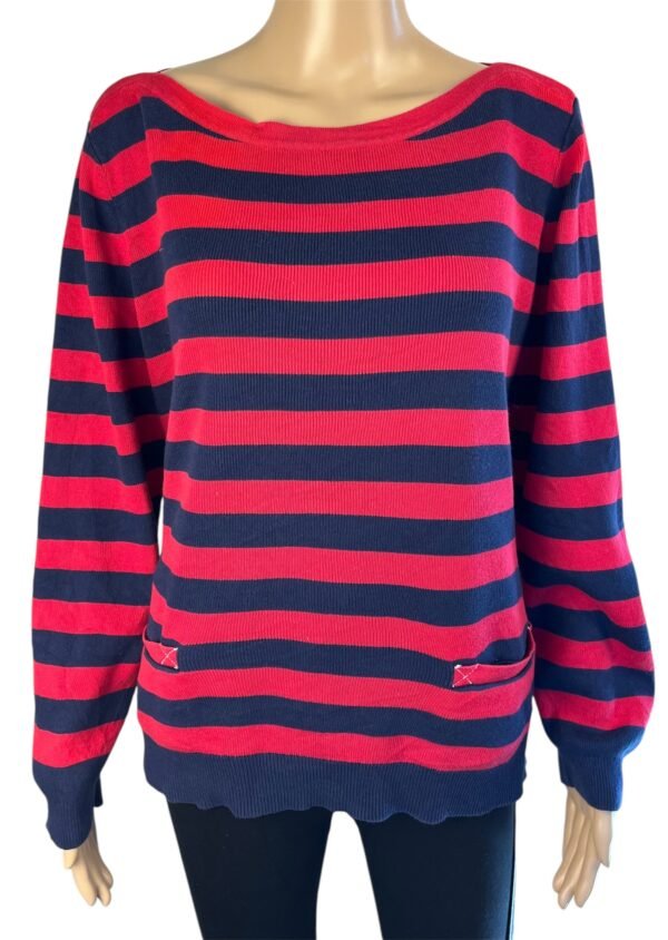Tommy Hilfiger gestreepte trui L rood blauw Pima katoen
