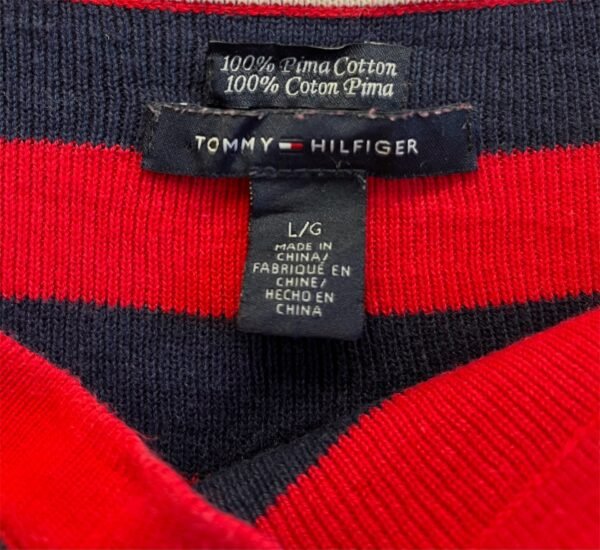 Tommy Hilfiger gestreepte trui L rood blauw Pima katoen
