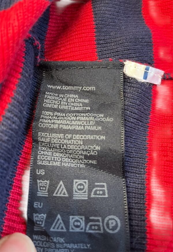 Tommy Hilfiger gestreepte trui L rood blauw Pima katoen