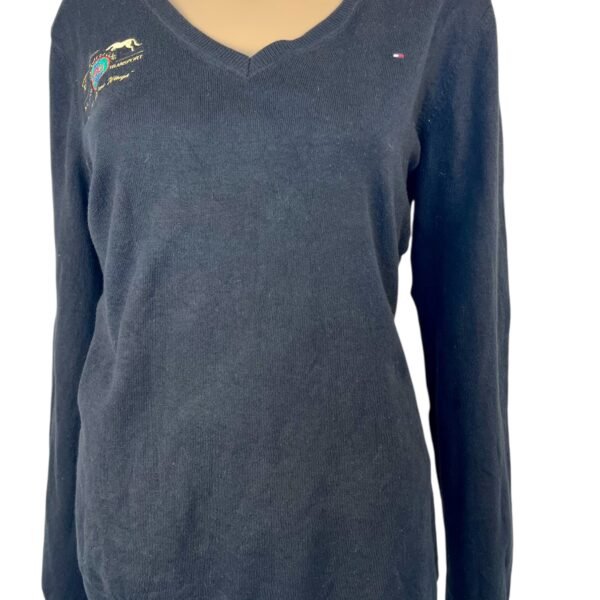 TH-0004_trui-Horses_donkerblauw-Maatlabel_Front